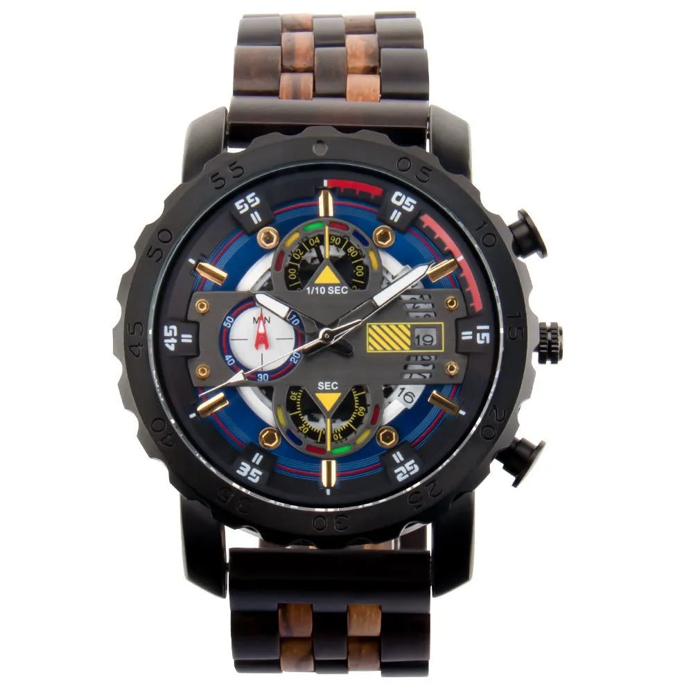 Multifunctional Luminous Large Dial Wood Watch For Men