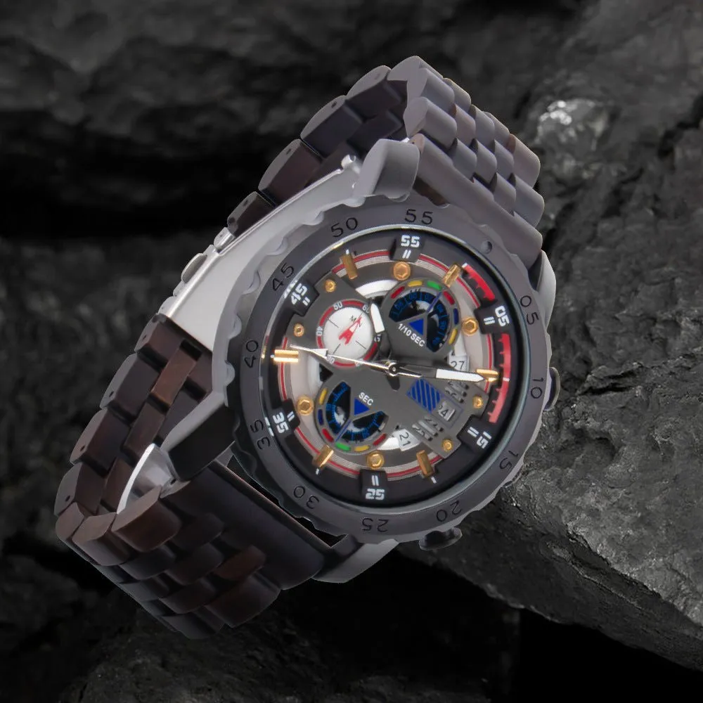 Multifunctional Luminous Large Dial Wood Watch For Men