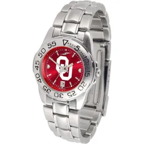 Oklahoma Sooners Ladies AnoChrome  Steel Band Sports Watch