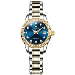 OLEVS 7003 Women Multifunctional Waterproof Mechanical Watch(Gold   Blue)