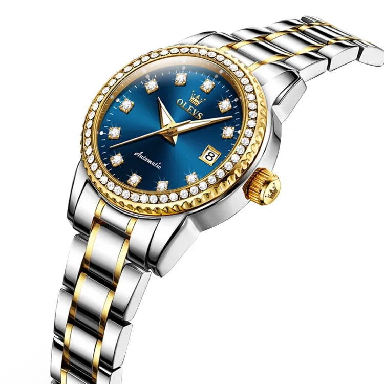 OLEVS 7003 Women Multifunctional Waterproof Mechanical Watch(Gold   Blue)
