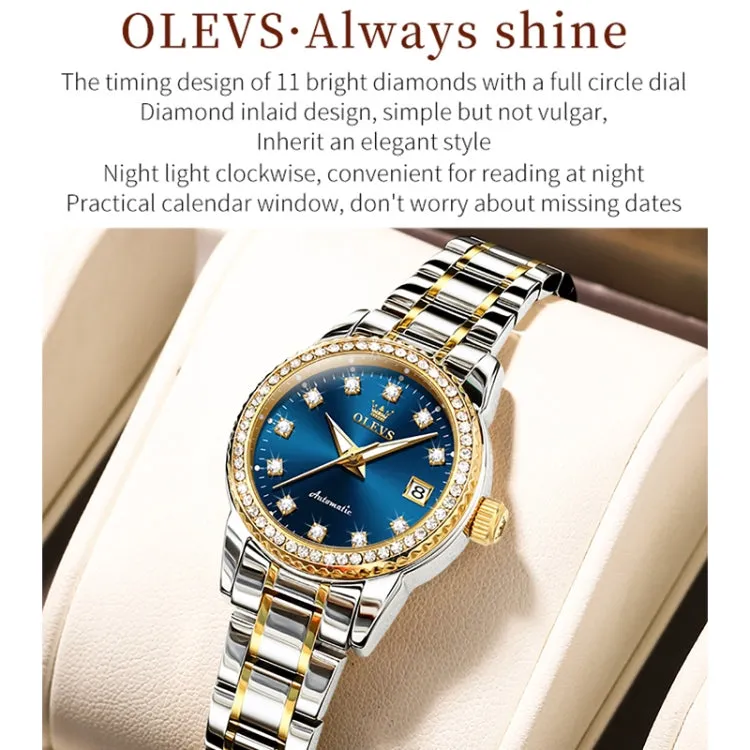 OLEVS 7003 Women Multifunctional Waterproof Mechanical Watch(Gold   Blue)