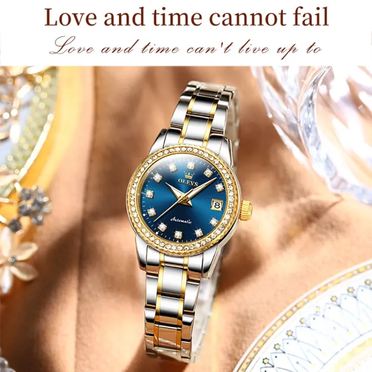 OLEVS 7003 Women Multifunctional Waterproof Mechanical Watch(Gold   Blue)