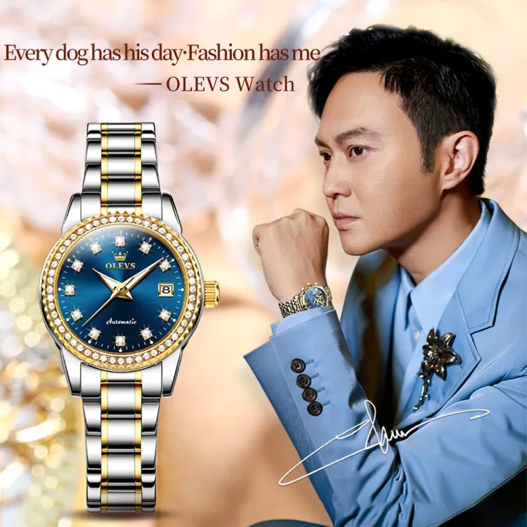 OLEVS 7003 Women Multifunctional Waterproof Mechanical Watch(Gold   Blue)