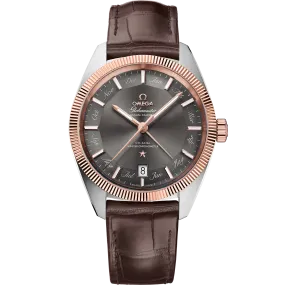 Omega Constellation Globemaster 41 mm, steel - Sedna™ gold on leather strap