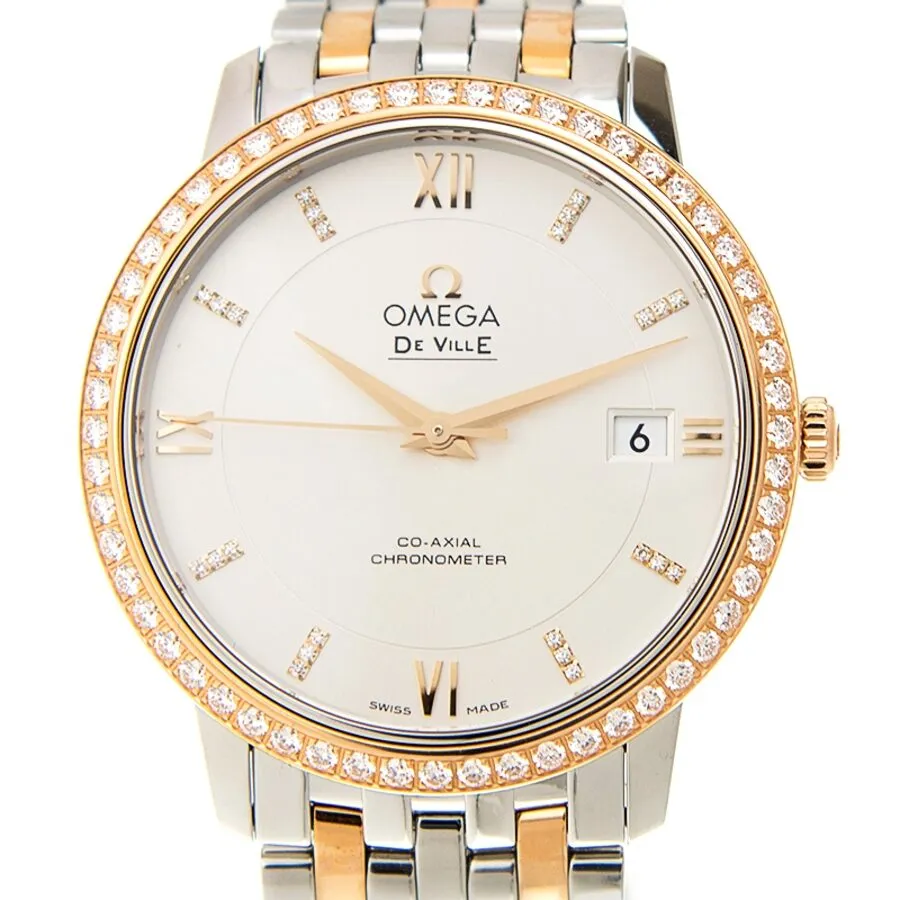 Omega De Ville Prestige Silver Dial Diamond Automatic Ladies Watch 42425372052001 424.25.37.20.52.001