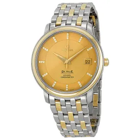 Omega DeVille Prestige Champagne Diamond Dial Steel and Yellow Gold Men's Watch 4374.15 4374.15.00