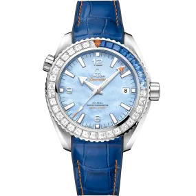 Omega Seamaster Planet Ocean 600M 43.5 mm, white gold on leather strap with rubber lining