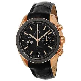 Omega Speedmaster Moonwatch Black Dial Chronograph 18kt Rose Gold Black Alligator Leather Men's Watch 311.63.44.51.01.001