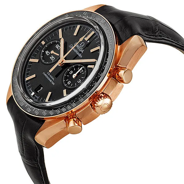 Omega Speedmaster Moonwatch Black Dial Chronograph 18kt Rose Gold Black Alligator Leather Men's Watch 311.63.44.51.01.001