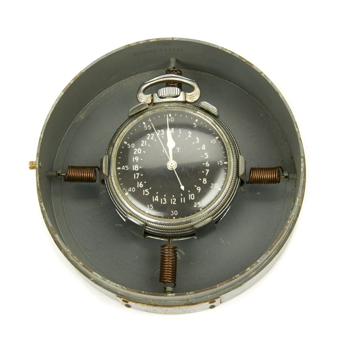 Original WWII USAAF 1943 Hamilton AN5740 G.C.T Navigator Pocket Watch with Carry Case