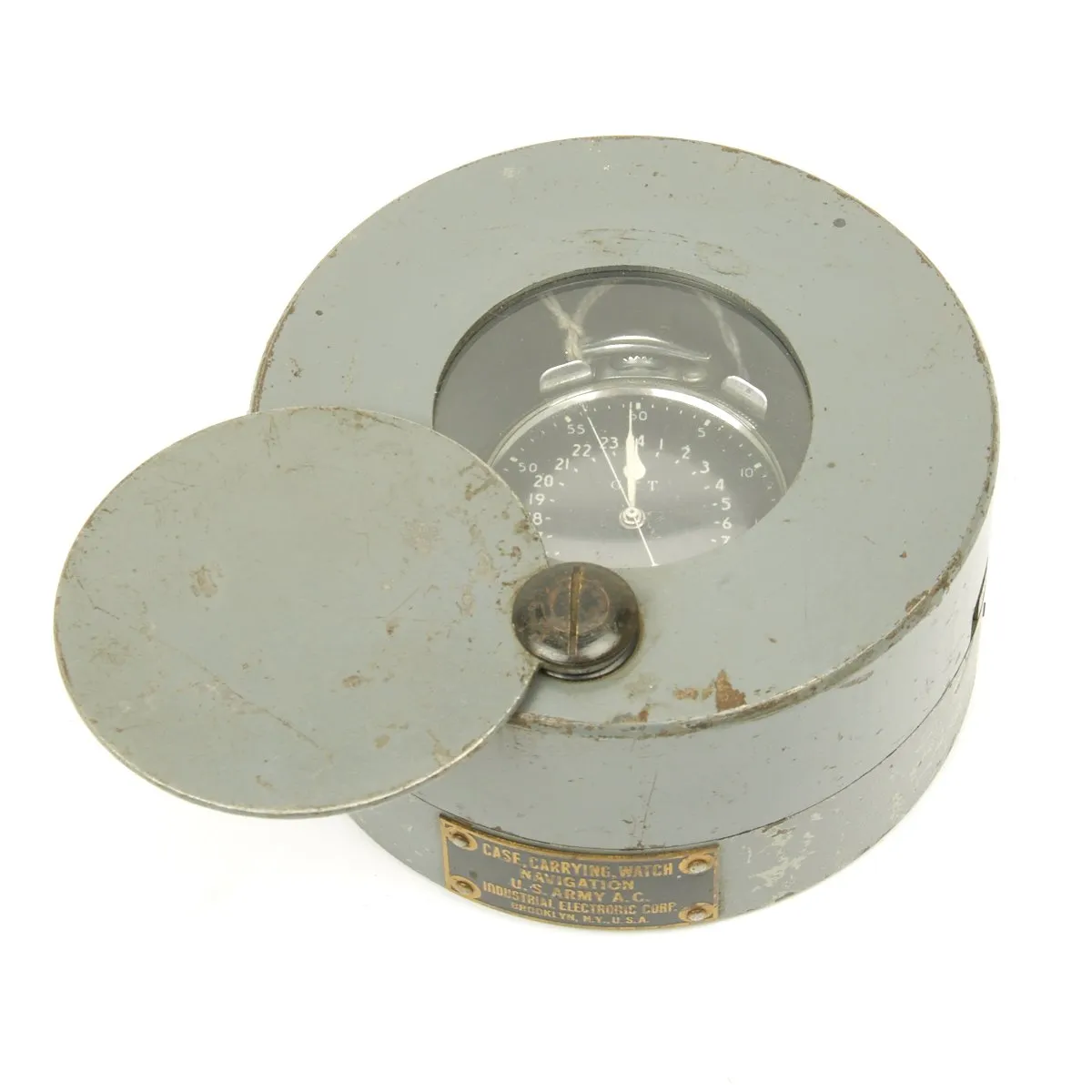Original WWII USAAF 1943 Hamilton AN5740 G.C.T Navigator Pocket Watch with Carry Case