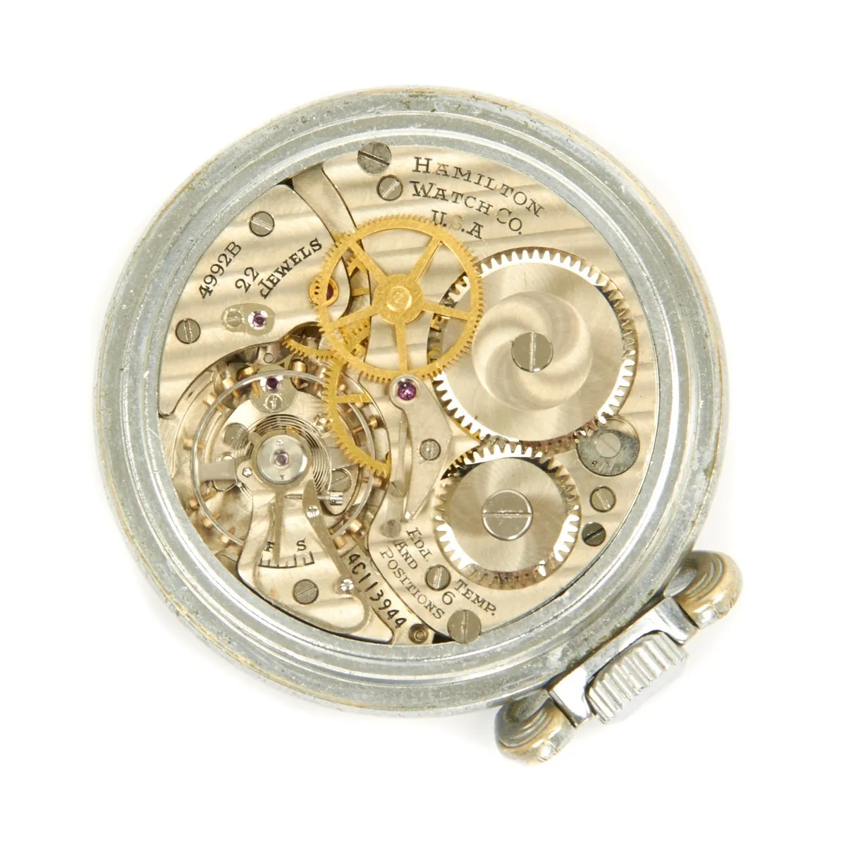 Original WWII USAAF 1943 Hamilton AN5740 G.C.T Navigator Pocket Watch with Carry Case