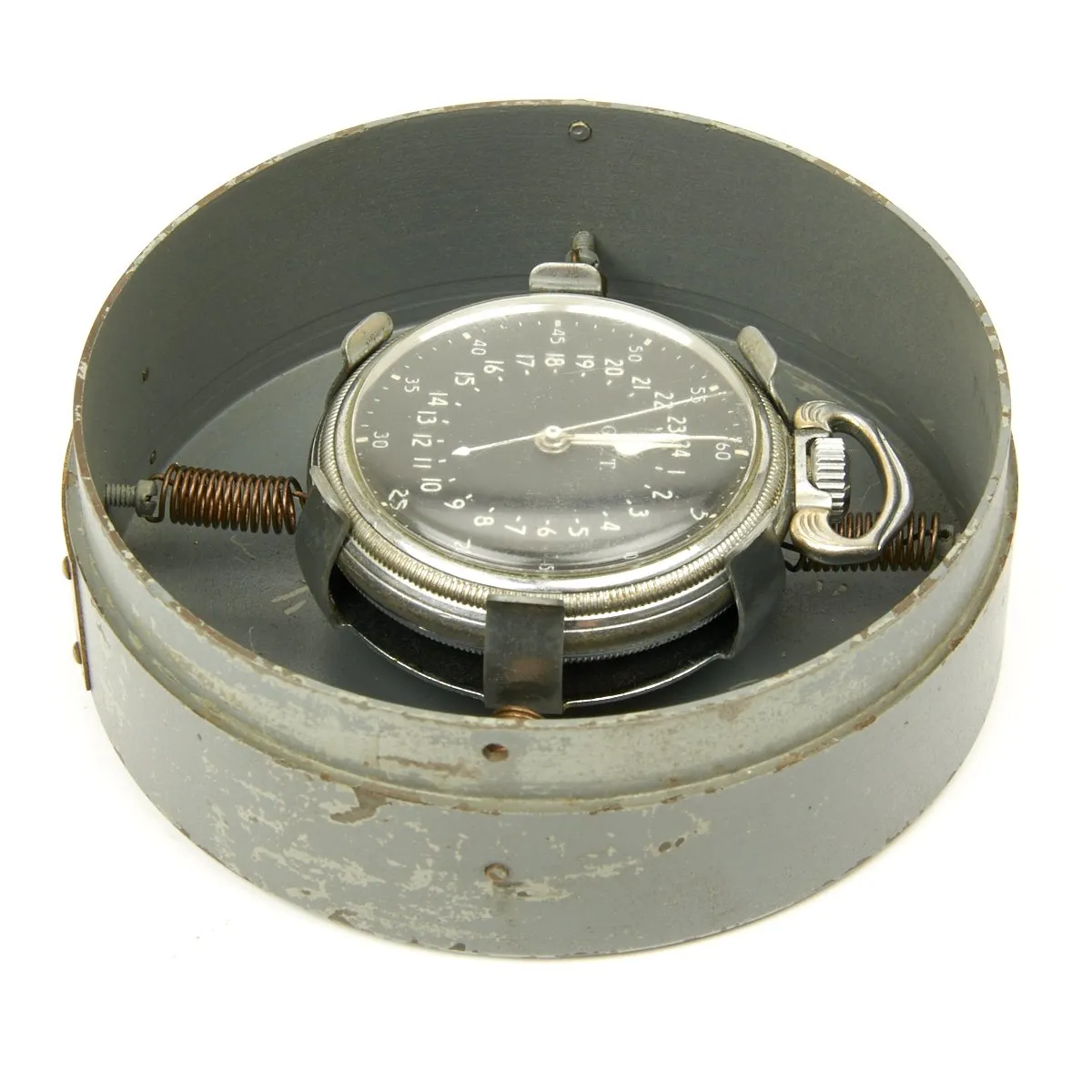 Original WWII USAAF 1943 Hamilton AN5740 G.C.T Navigator Pocket Watch with Carry Case