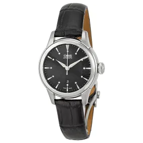 Oris Artelier Date Automatic Black Dial Black Leather Ladies Watch 01 561 7687 4094-07 5 14 60FC