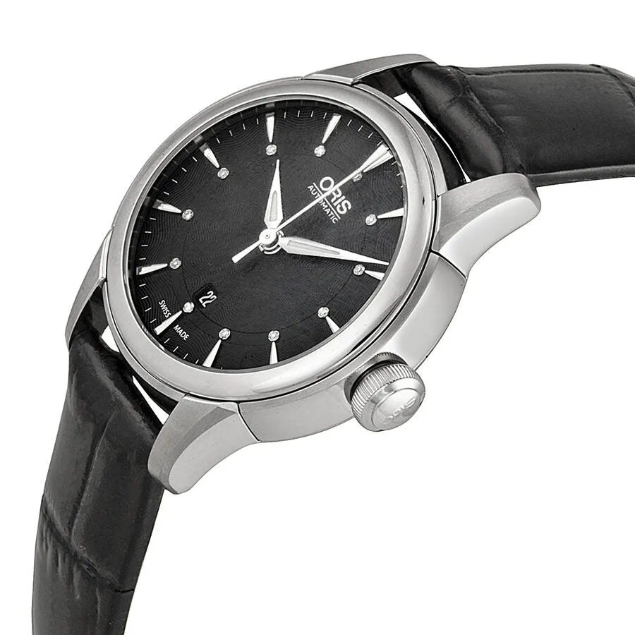 Oris Artelier Date Automatic Black Dial Black Leather Ladies Watch 01 561 7687 4094-07 5 14 60FC