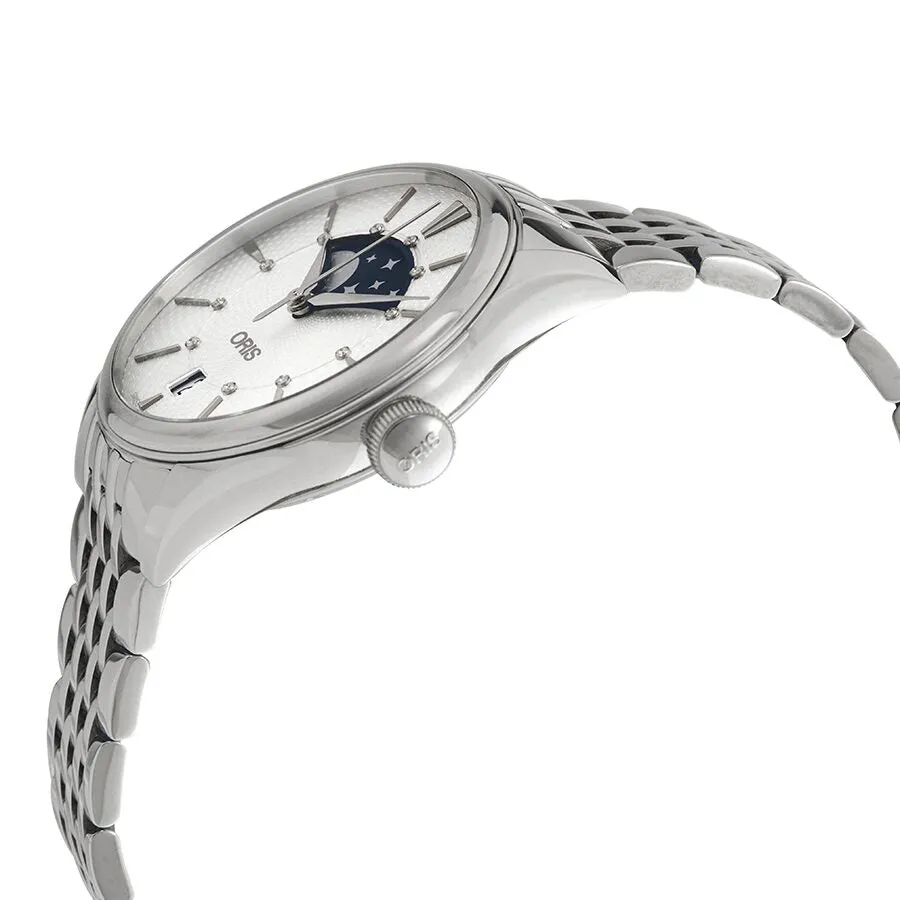 Oris Artelier Grande Lune Silver Diamond Dial Ladies Watch 01 763 7723 4051-07 8 18 79