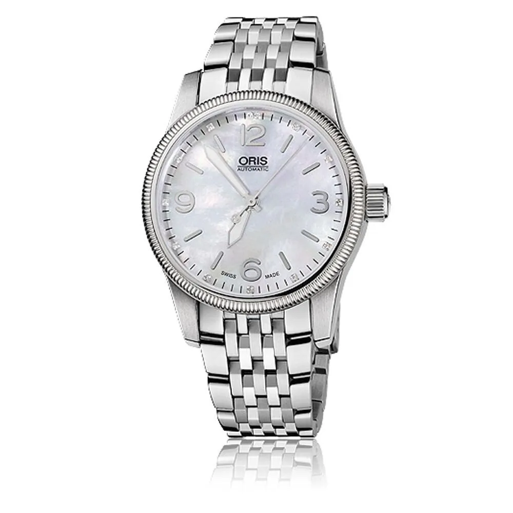Oris Big Crown Date White Mother of Pearl Dial Automatic Stainless Steel Men's Watch 01 733 7649 4066 07 8 19 76