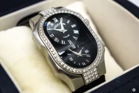 Philip Stein 2DD-B-CB-GB Signature Teslar Dual Time Zone Diamonds Quartz GE Black Watches