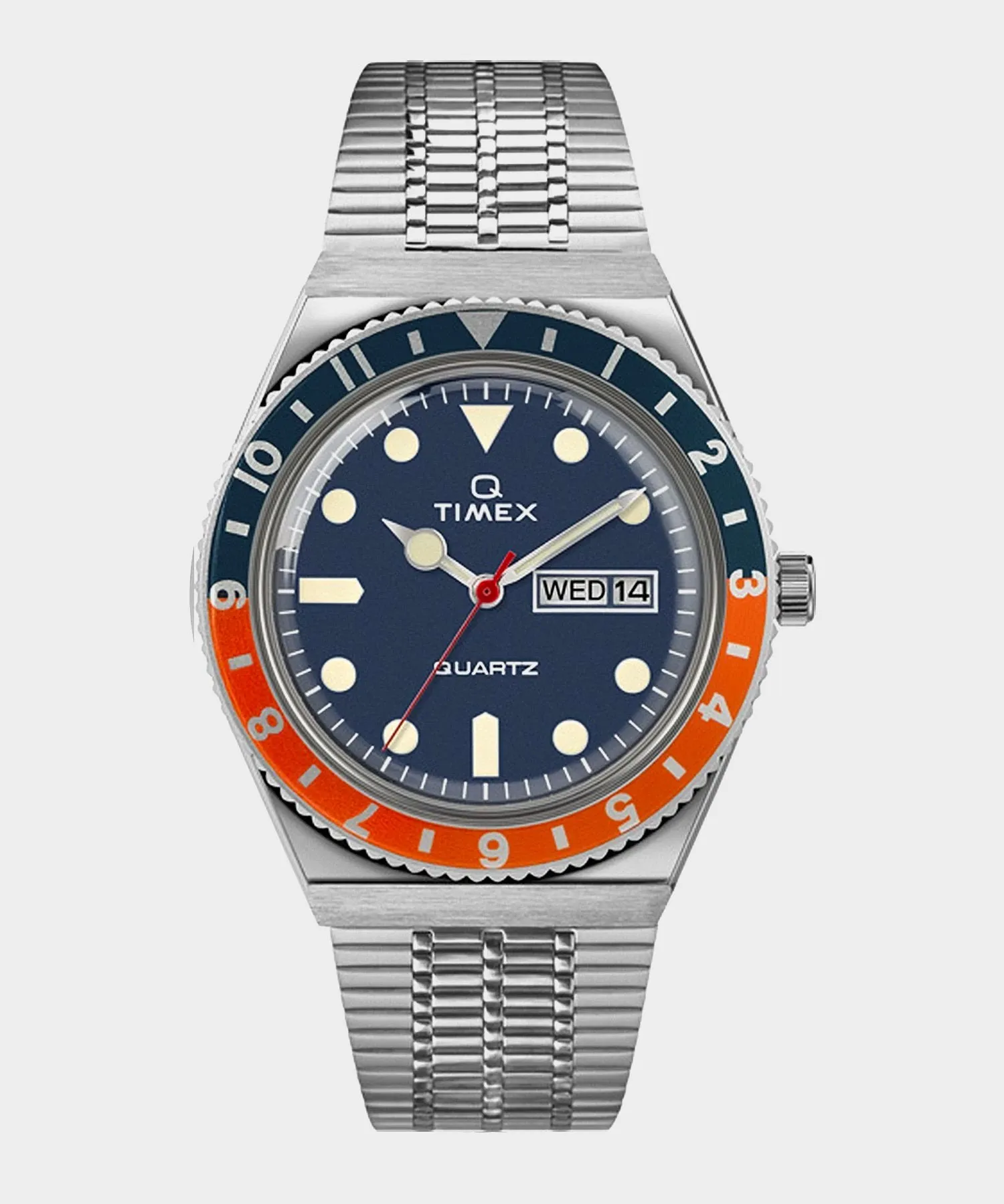 Q Timex Reissue Navy Dial with Navy/Orange Ring Bracelet Watch