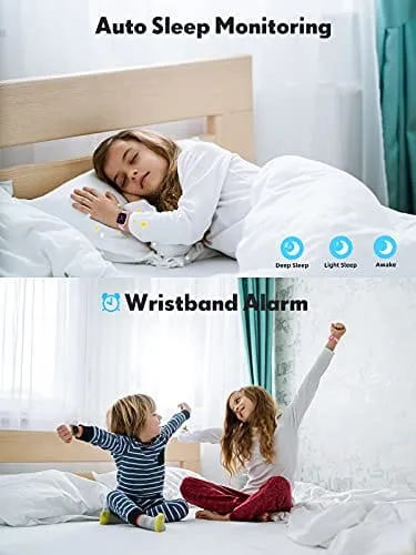 QOOGOT Kids Smart Watch for Boys Girls,Health Fitness Tracker with Heart Rate Sleep Monitor,Sport Modes Activity Tracker with Pedometer Step Calories Counter,Waterproof for Fitbit Alarm Clock (Black)