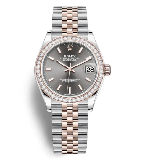 Rolex Datejust Dark Rhodium Dial Automatic Ladies Steel and Everose Gold Jubilee Watch 278381DRSJ