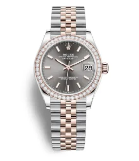 Rolex Datejust Dark Rhodium Dial Automatic Ladies Steel and Everose Gold Jubilee Watch 278381DRSJ