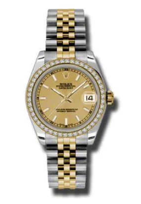 Rolex Datejust Lady 31 Champagne Dial Stainless Steel and 18K Yellow Gold Jubilee Bracelet Automatic Watch 178383CSJ