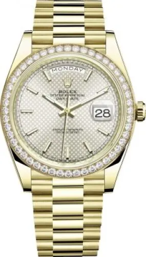Rolex Day-Date 40 Automatic Silver Dial Men's 18kt Yellow Gold President Watch 228348SSP