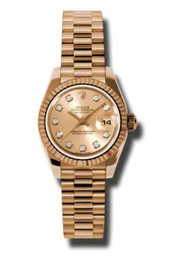 Rolex Lady-Datejust 26 Champagne Dial 18K Rose Gold President Automatic Ladies Watch 179175CDP