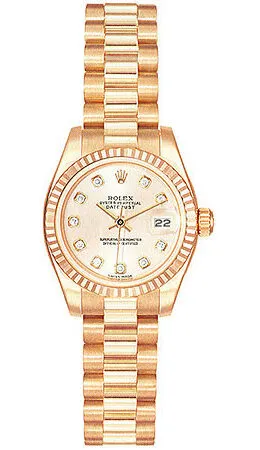 Rolex Lady-Datejust 26 Pink Dial 18K Rose Gold President Automatic Ladies Watch 179175RDP 179175-RDP