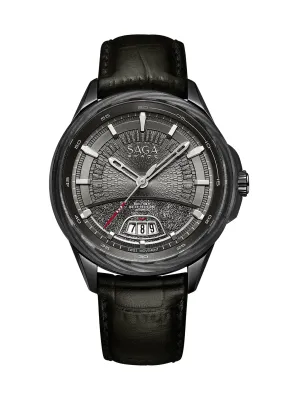 Saga Watches Carbon Fiber Black 42 MM Ronda Swiss Unisex