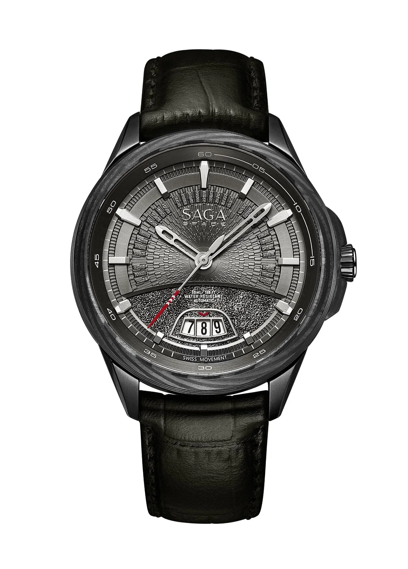 Saga Watches Carbon Fiber Black 42 MM Ronda Swiss Unisex