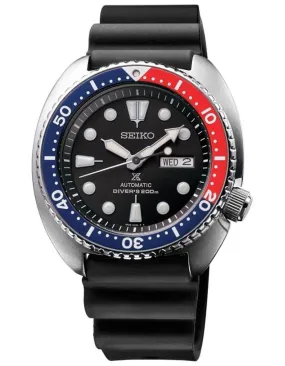 Seiko Prospex Mens Turtle Automatic - Blue / Red Bezel - Rubber Strap - Day/Date