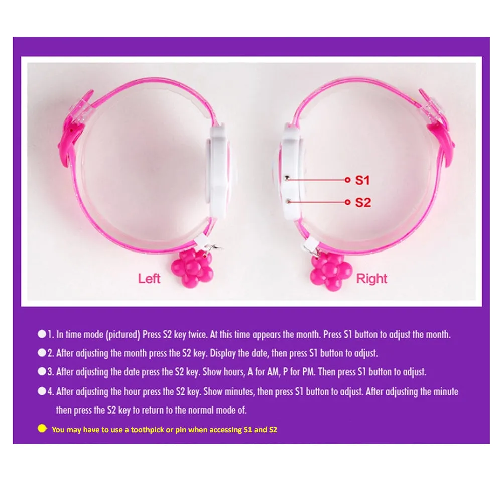 SKMEI Girls Cute Flower Digital Watch with Charm, 4 to 7 year olds