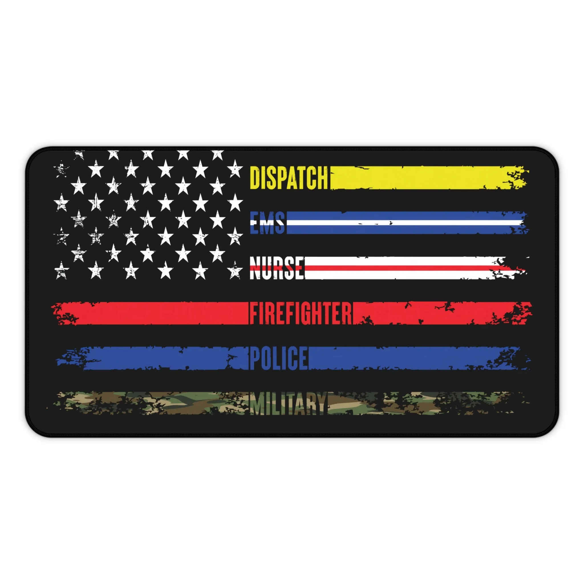 Solidarity Support Military, Police, Firefighter, Nurse, EMS, Dispatch Extended Gaming Mouse Pad  Desk Mat  - 3 Sizes