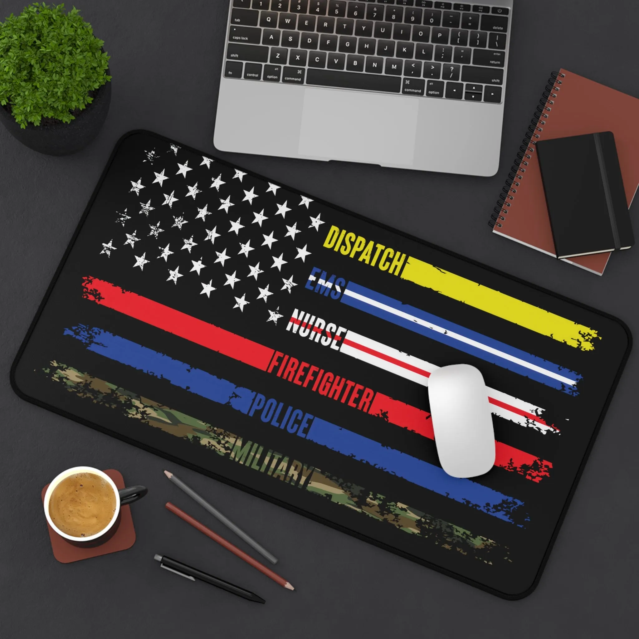 Solidarity Support Military, Police, Firefighter, Nurse, EMS, Dispatch Extended Gaming Mouse Pad  Desk Mat  - 3 Sizes