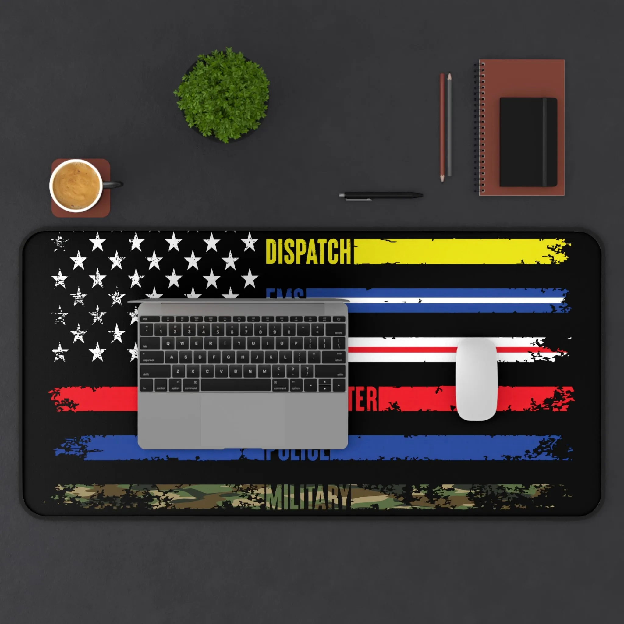 Solidarity Support Military, Police, Firefighter, Nurse, EMS, Dispatch Extended Gaming Mouse Pad  Desk Mat  - 3 Sizes