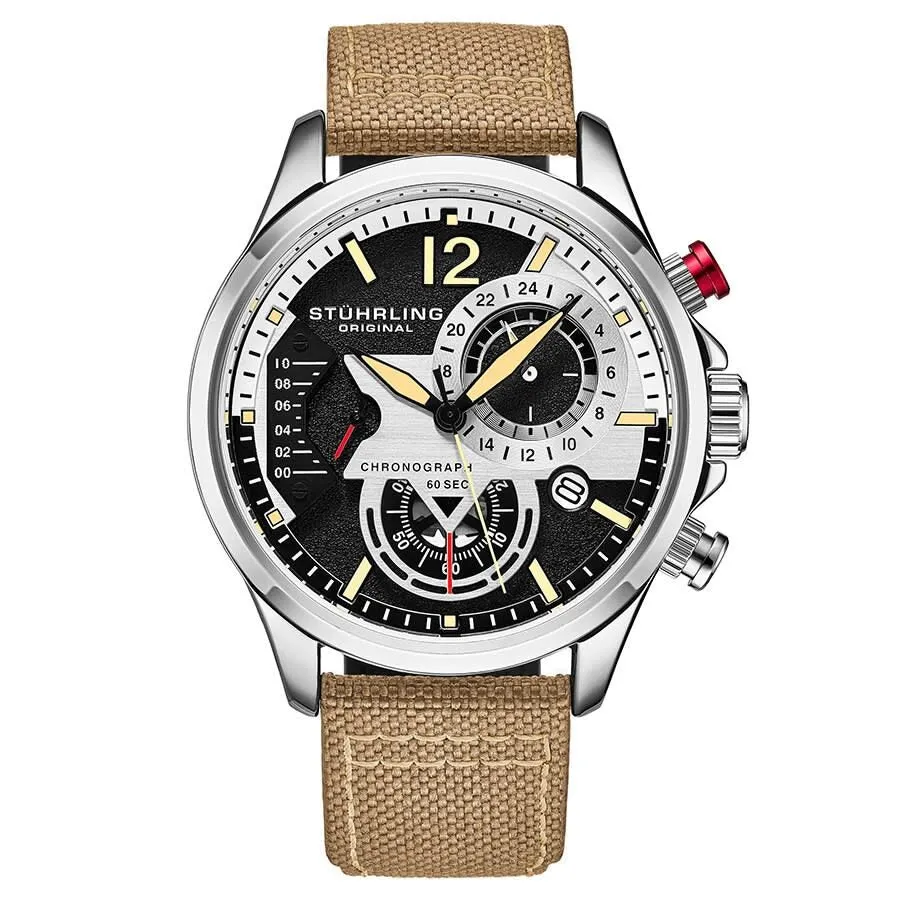 Stuhrling Original Aviator Quartz Black Dial Men's Watch M13586
