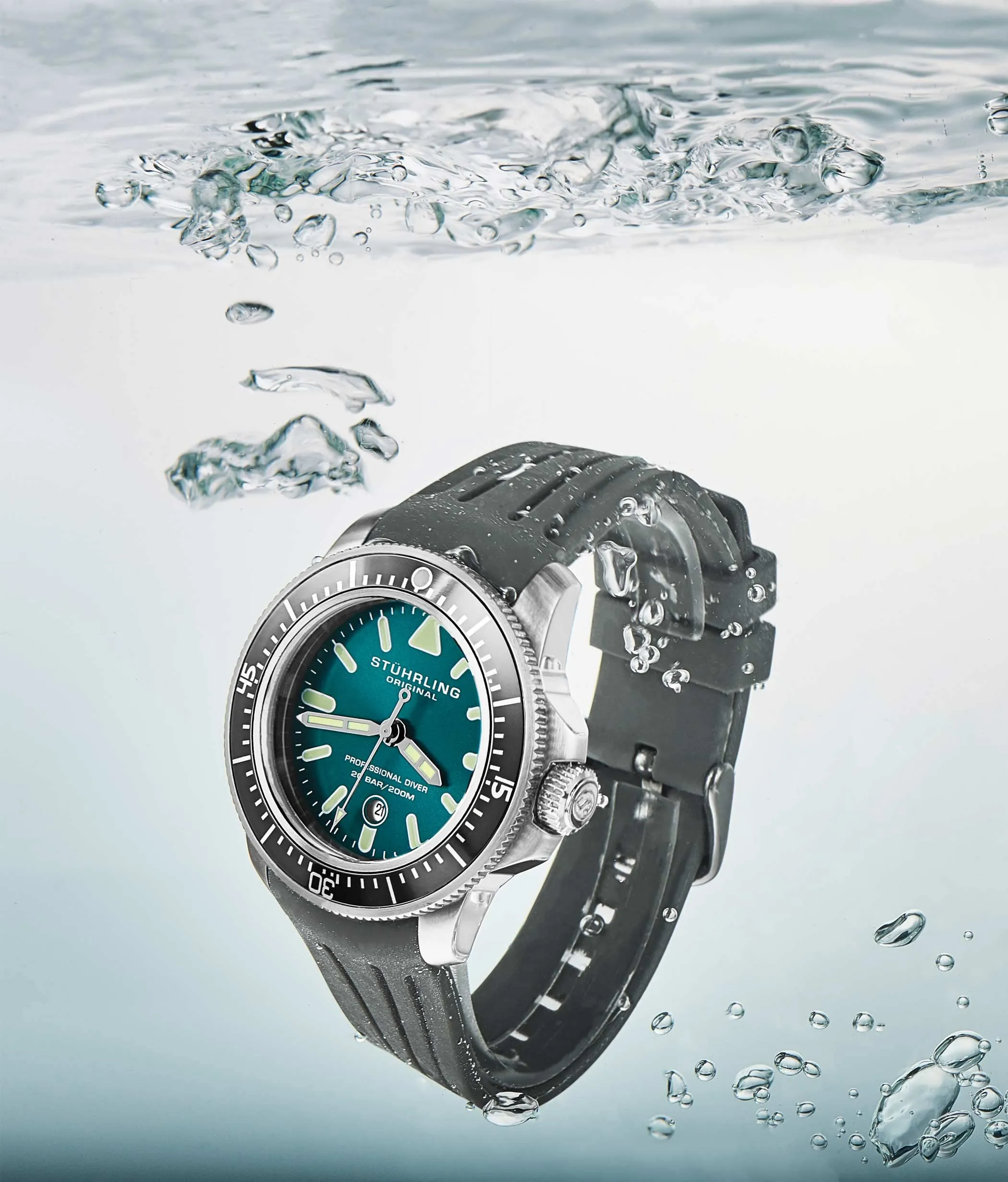 Stuhrling Original Mens Watch Blue Analog Watch Dial, Pro Sport Diver with Screw Down Crown and Water Resistant to 200M, Japanese Quartz Movement - Maritimer Watches for Men Collection