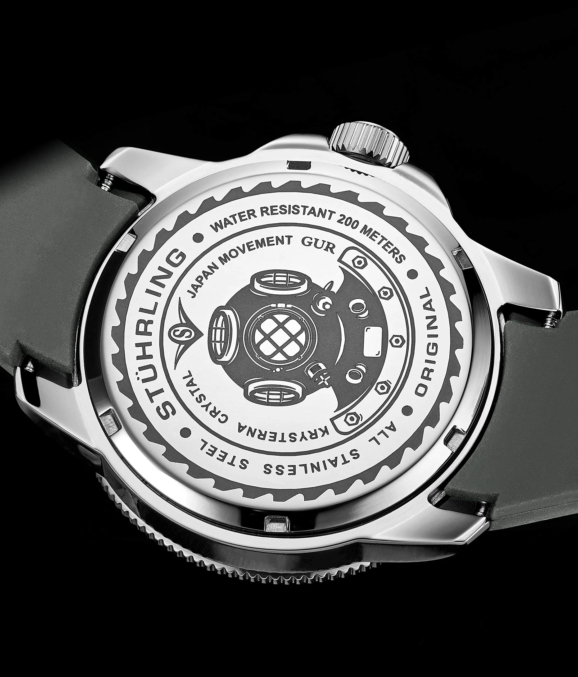 Stuhrling Original Mens Watch Blue Analog Watch Dial, Pro Sport Diver with Screw Down Crown and Water Resistant to 200M, Japanese Quartz Movement - Maritimer Watches for Men Collection