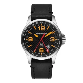 T9 Bishop Carbon Fiber | 42mm , Black Leather Strap