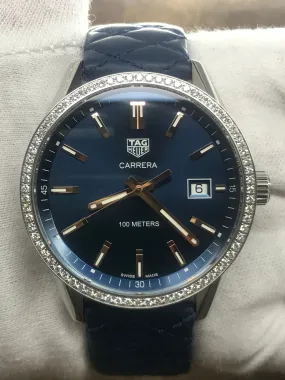 TAG Heuer Carrera Diamond WAR1114 Blue Dial Quartz Women's Watch