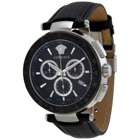 Versace Mystique Chronograph Black Dial Black Leather Watch I8C99D008-S009 IAC99D008-S009