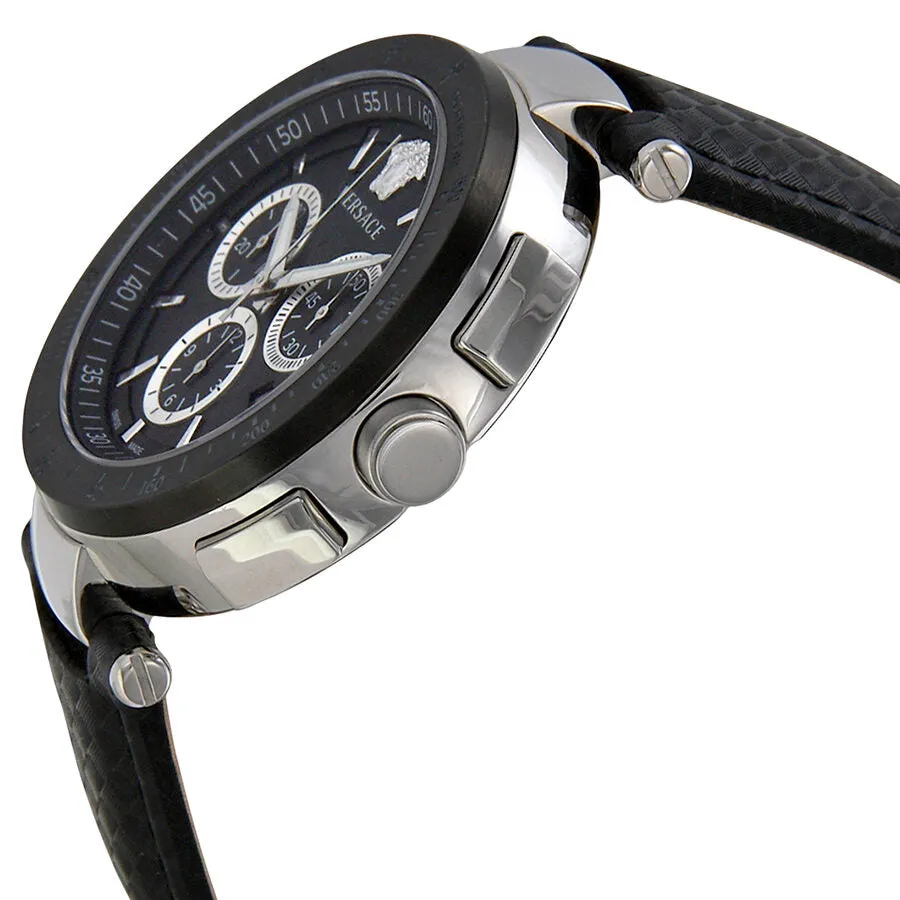 Versace Mystique Chronograph Black Dial Black Leather Watch I8C99D008-S009 IAC99D008-S009
