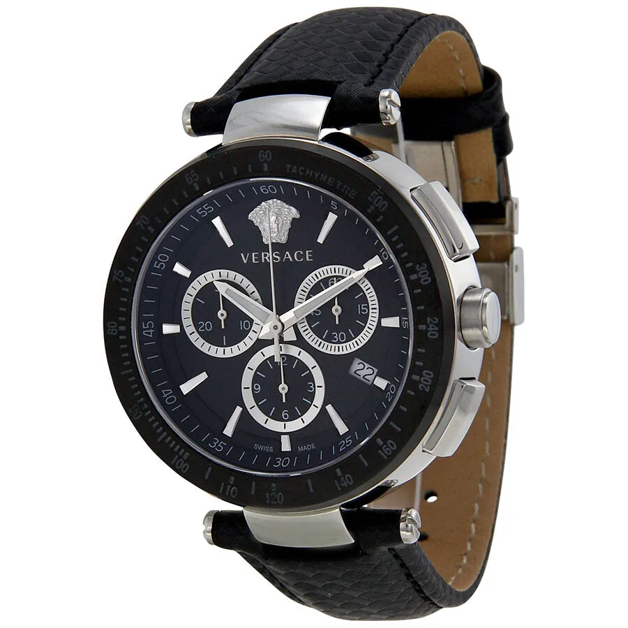 Versace Mystique Chronograph Black Dial Black Leather Watch I8C99D008-S009 IAC99D008-S009