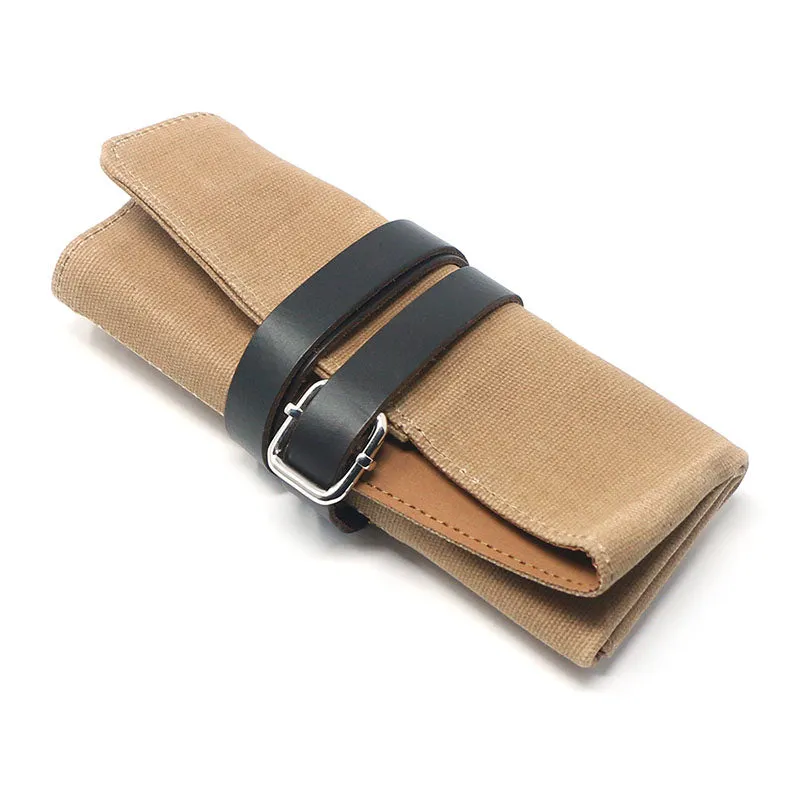 Waxed Canvas Watch Roll for 4 Watches