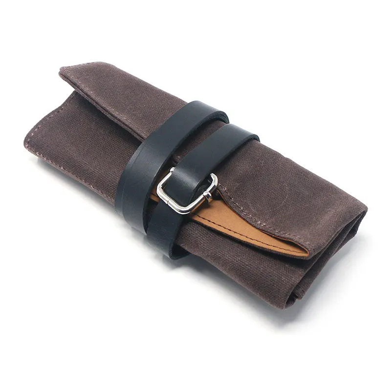 Waxed Canvas Watch Roll for 4 Watches