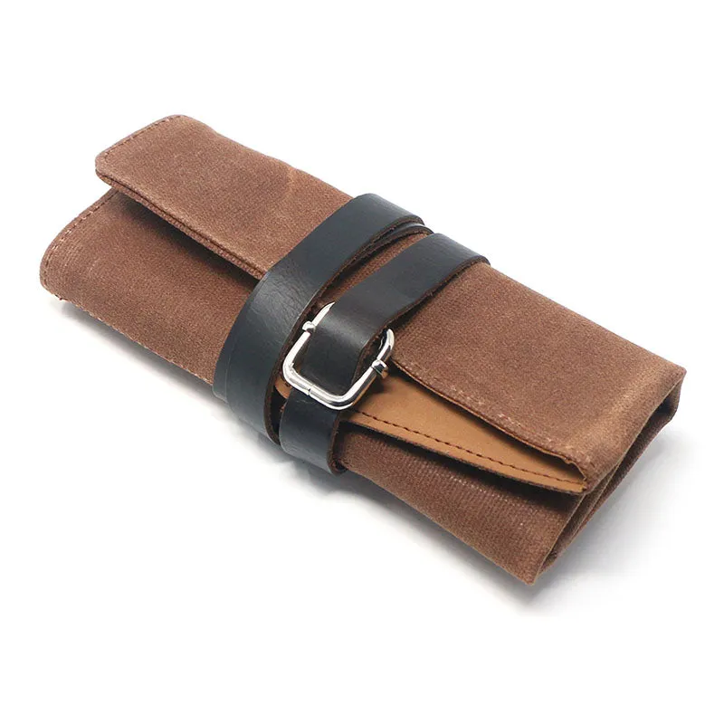 Waxed Canvas Watch Roll for 4 Watches