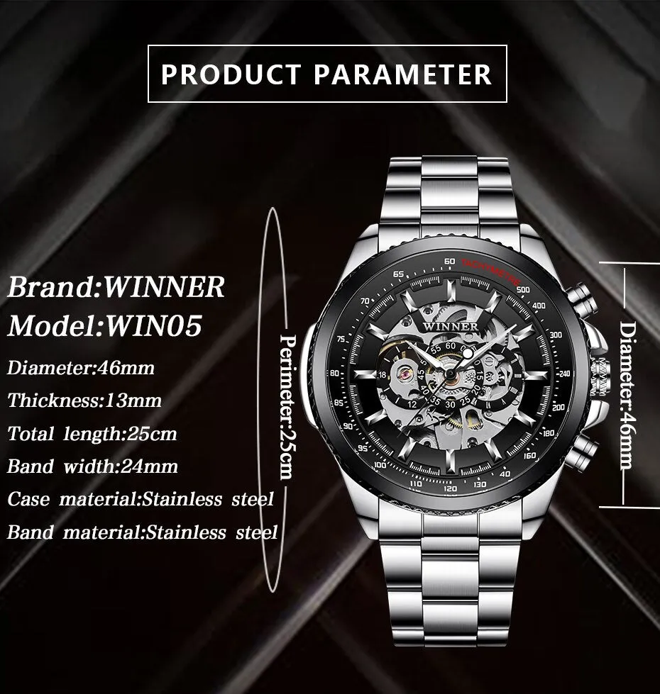 WINNER Series Men's Skeleton Watch - Stainless Steel Automatic Watch by Pagani Forsining